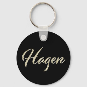 Hagen Name whitegold Button Schlüsselanhänger Key Ring