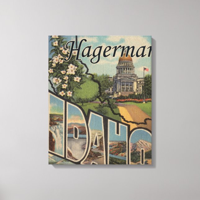 Hagerman, Idaho - Large Letter Scenes Canvas Print (Front)