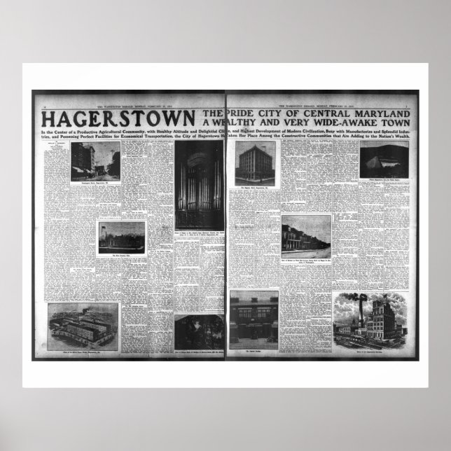 Hagerstown Featured in Washington Herald 1912 Poster (Front)