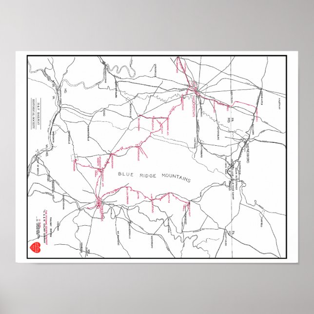 Hagerstown & Frederick Railway System Map (c 1923) Poster (Front)