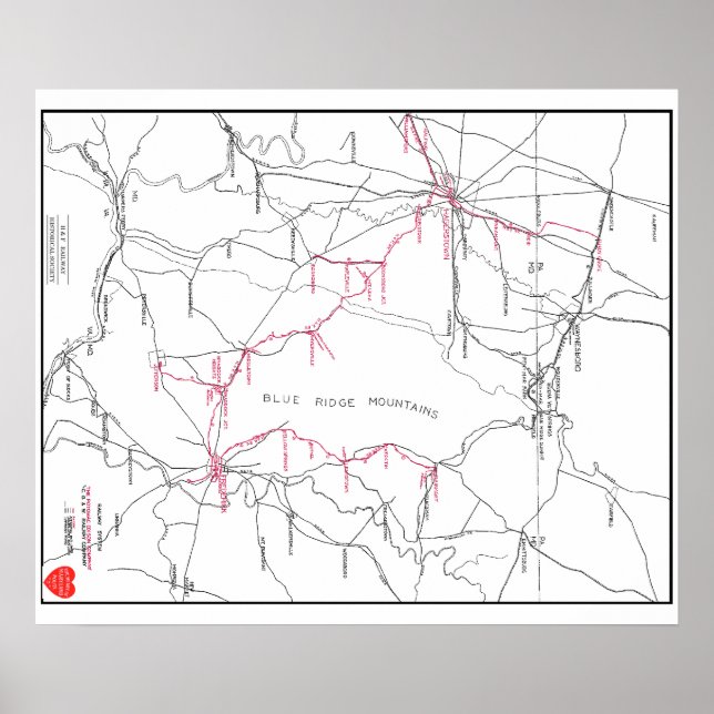 Hagerstown & Frederick Railway System Map (c 1923) Poster (Front)