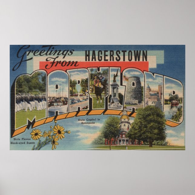 Hagerstown, Maryland - Large Letter Scenes Poster (Front)