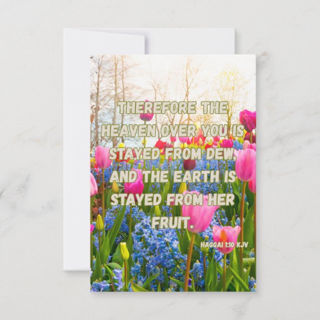 Haggai 1:10 KJV Bible Verse Christian Devotion Pic Card (Front)