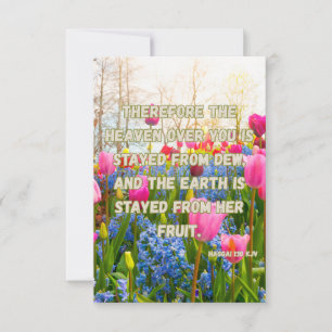 Haggai 1:10 KJV Bible Verse Christian Devotion Pic Card