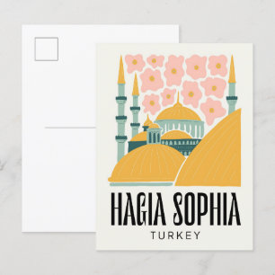 Hagia Sophia Istanbul Turkey travel floral Postcard