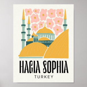 Hagia Sophia Istanbul Turkey travel floral Poster