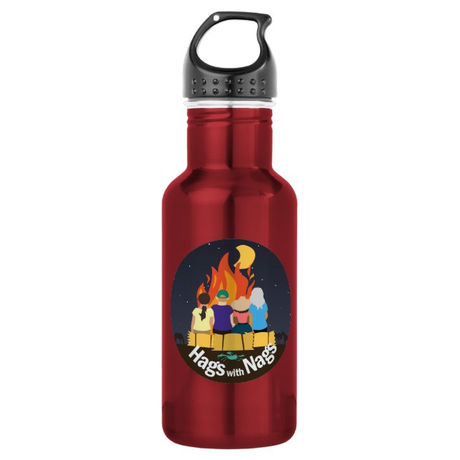 Hags with Nags Water Bottle RED (Front)
