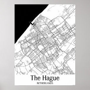 Hague Netherlands Black and White City Map Poster