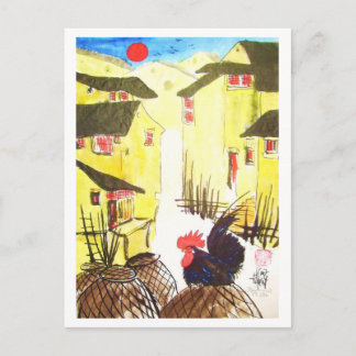 Hahn - "Daruma Chabo" -  Rooster * Animal-ARTcards Postcard
