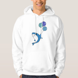 Hai Fish Flies With Balloons Sweet Animals Shark Hoodie