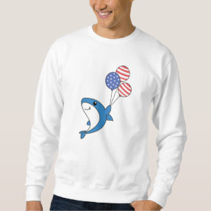 Hai Flies Balloons USA Up Sweet Animals Shark Fish Sweatshirt