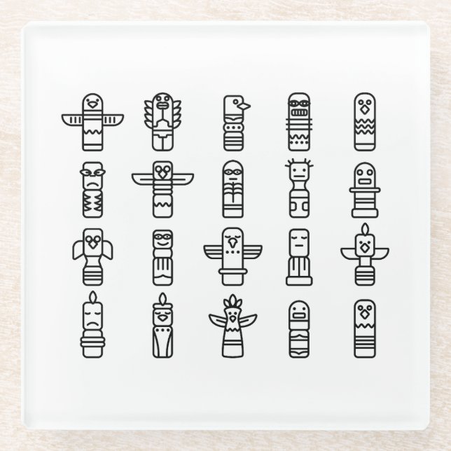 Haida Animals Native Indians Haida Indigenous Glass Coaster (Front)