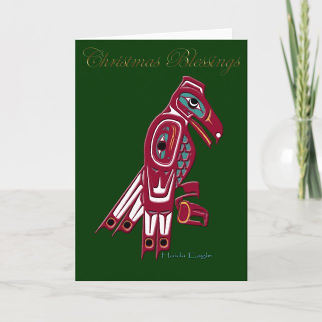 HAIDA EAGLE Christmas Blessings Xmas Card (Front)