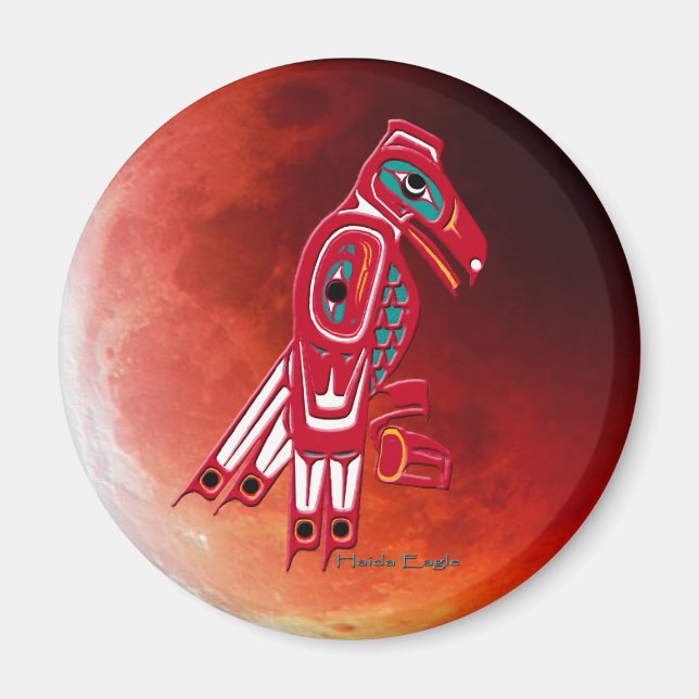 HAIDA EAGLE & RED MOON Native American Art Magnet (Front)