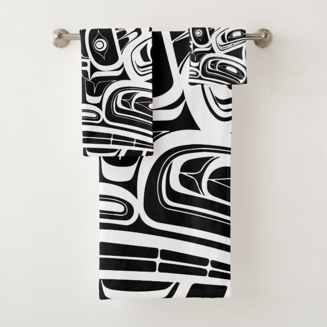 Haida Eagle Thunderbird Northwest Columbia Bath Towel Set (Insitu)
