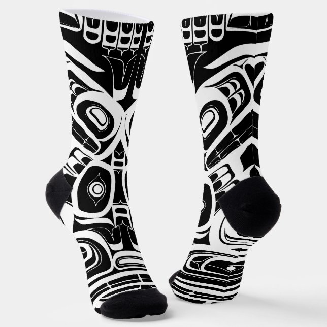 Haida Eagle Thunderbird Northwest Columbia Socks (Angled)