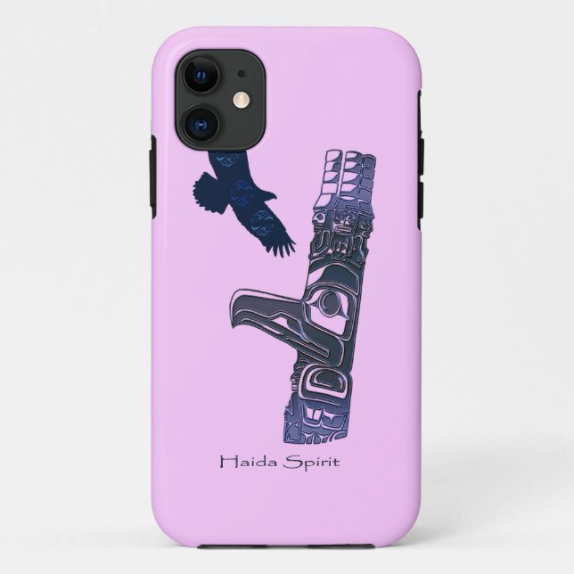 Haida Eagle & Totem Pole Native Art Case-Mate iPhone Case (Back)