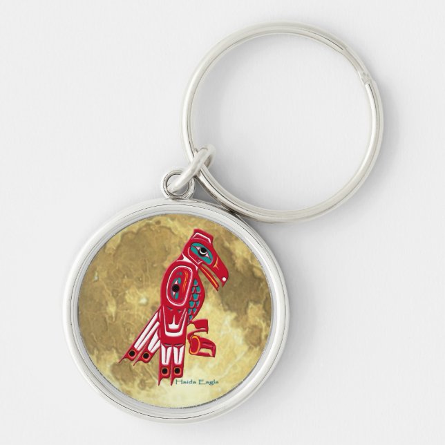 HAIDA EAGLE & YELLOW MOON Key-Chain Collection Key Ring (Front)