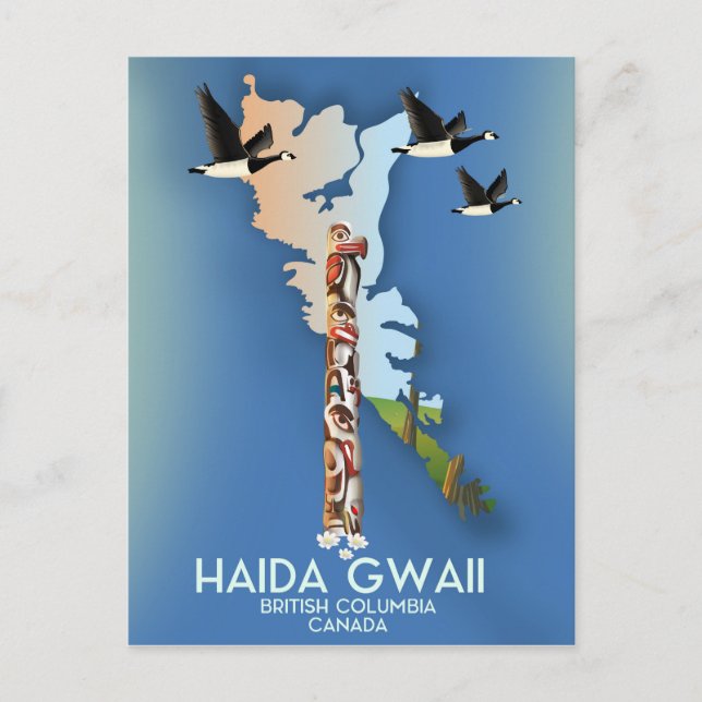 haida gwaii British Columbia Canadian map Postcard (Front)