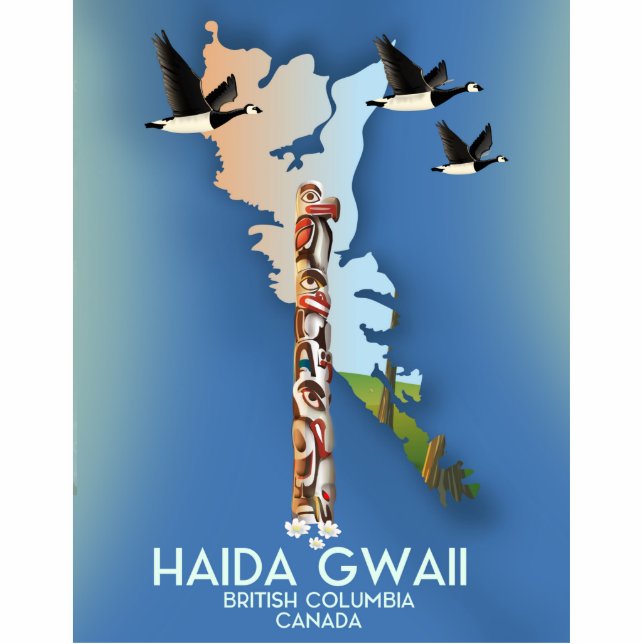 haida gwaii British Columbia Canadian map Standing Photo Sculpture (Front)