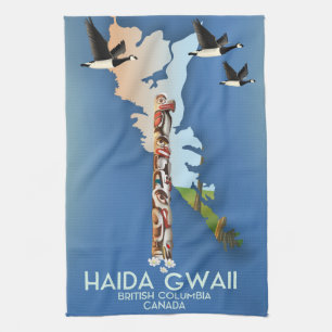 haida gwaii British Columbia Canadian map Tea Towel