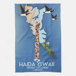 haida gwaii British Columbia Canadian map Tea Towel