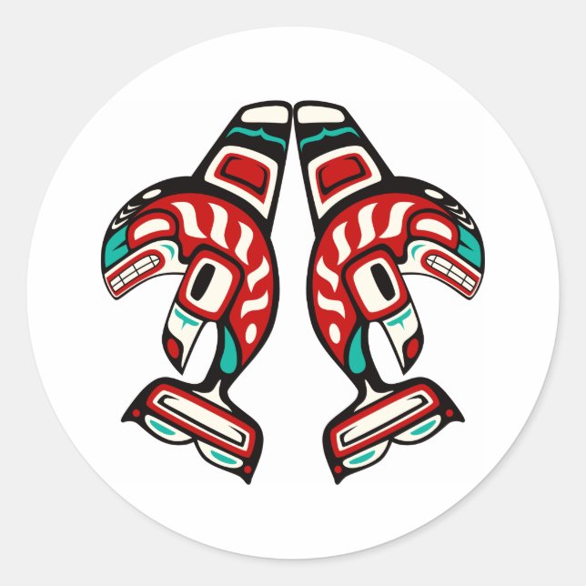 Haida Indian Killer Whale Classic Round Sticker (Front)