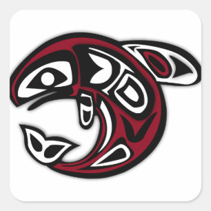 Haida Orca Pacific Northwest Coast Killer Whale Square Sticker