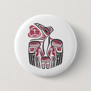 Haida Raven Design 6 Cm Round Badge