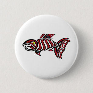 Haida salmon 6 cm round badge