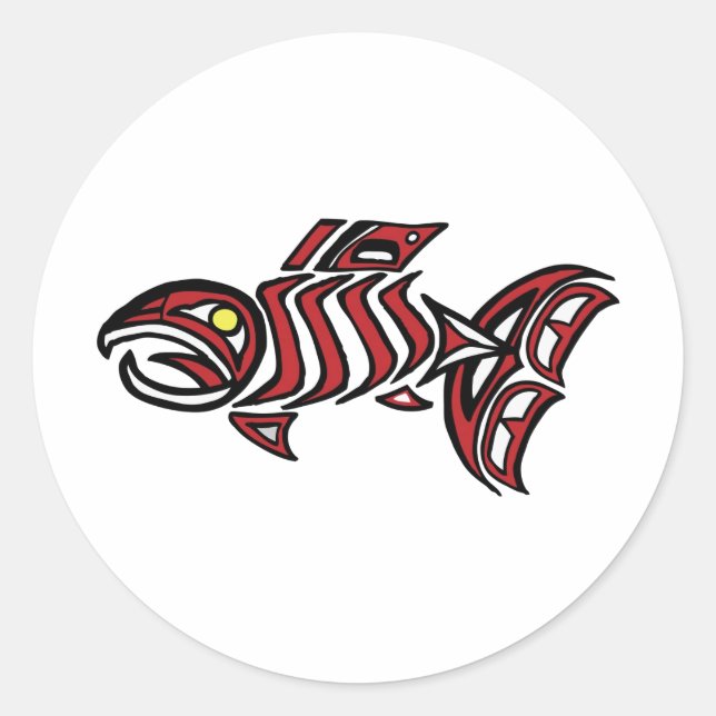 Haida salmon classic round sticker (Front)