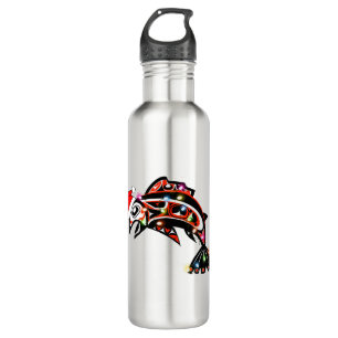 Haida Salmon Spirit Animal With Christmas Lights 710 Ml Water Bottle