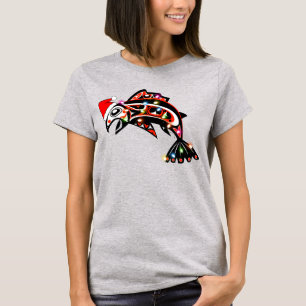 Haida Salmon Spirit Animal With Christmas Lights T-Shirt