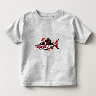 Haida Salmon Spirit Animal With Christmas Lights Toddler T-Shirt