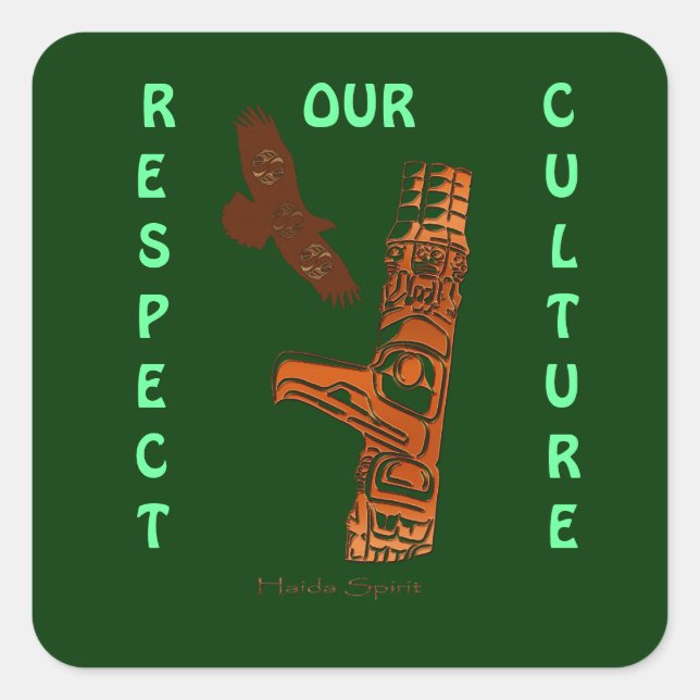 HAIDA SPIRIT Eagle & Totem Pole Art Stickers (Front)