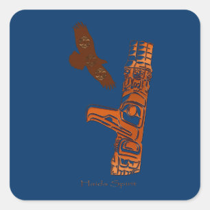 HAIDA SPIRIT Eagle & Totem Pole Art Stickers
