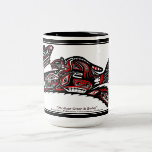 "HAIDA SPIRIT MUG" Native American-style Otter Art Two-Tone Coffee Mug