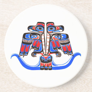 Haida Style Pacific Northwest Double Thunderbird  Coaster