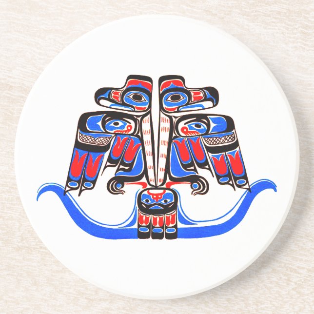 Haida Style Pacific Northwest Double Thunderbird  Coaster (Front)