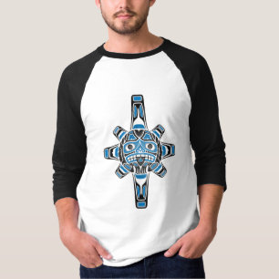 Haida Sun Mask, blue T-Shirt