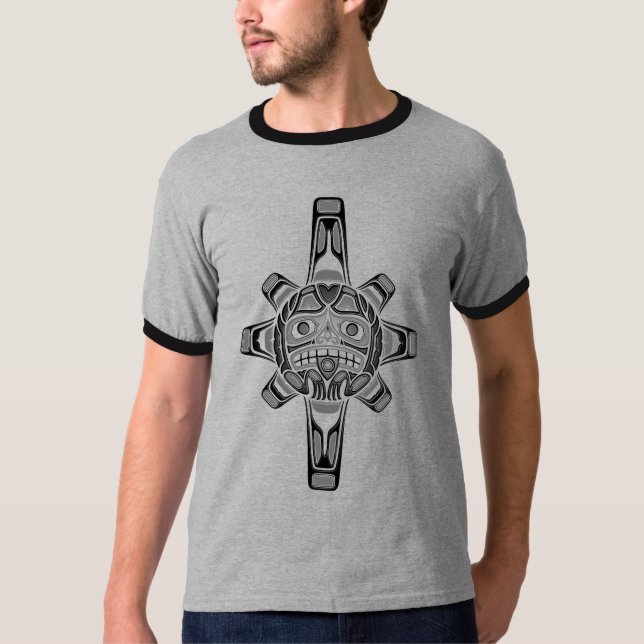 Haida Sun Mask, grey T-Shirt (Front)