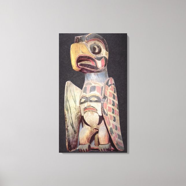 Haida 'Thunderbird' statue (painted wood) Canvas Print (Front)