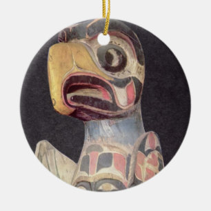 Haida 'Thunderbird' statue (painted wood) Ceramic Tree Decoration