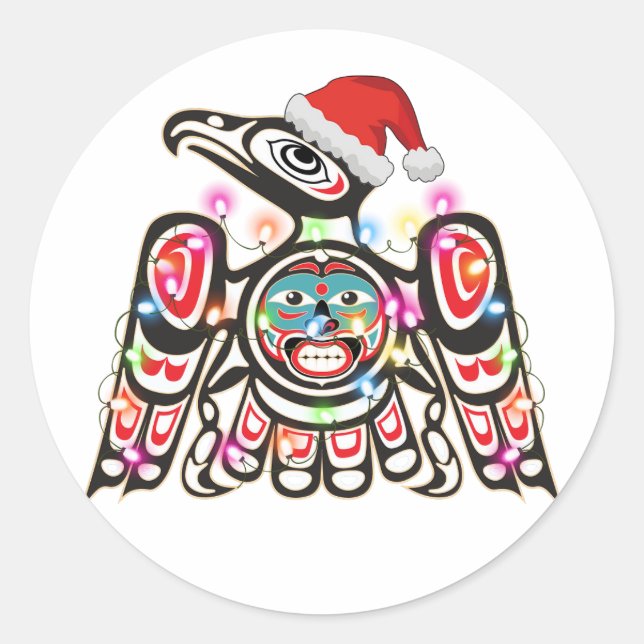 Haida Thunderbird Symbolism Ornament Target Christ Classic Round Sticker (Front)