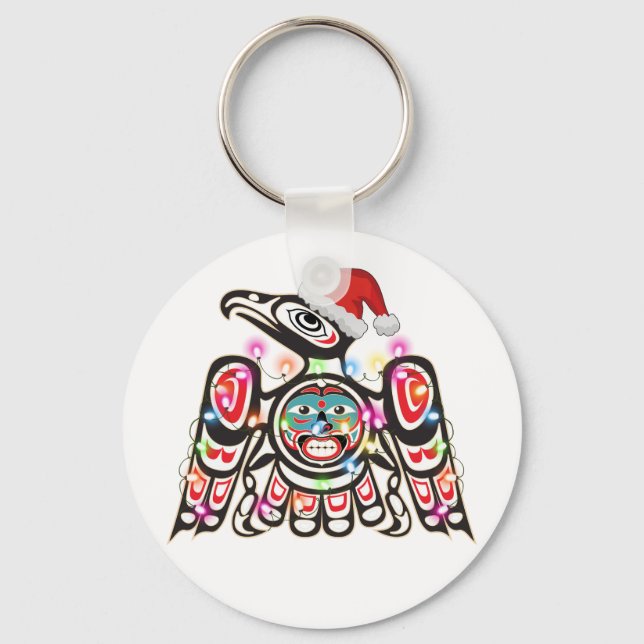 Haida Thunderbird Symbolism Ornament Target Christ Key Ring (Front)