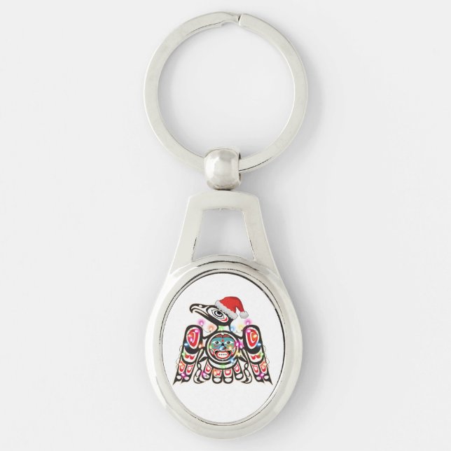 Haida Thunderbird Symbolism Ornament Target Christ Key Ring (Front)