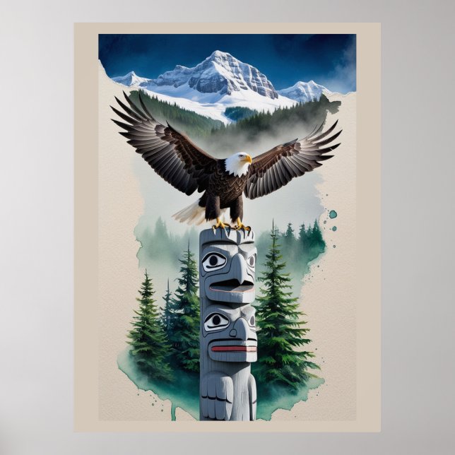 Haida Totem and Bald Eagle Poster (Front)