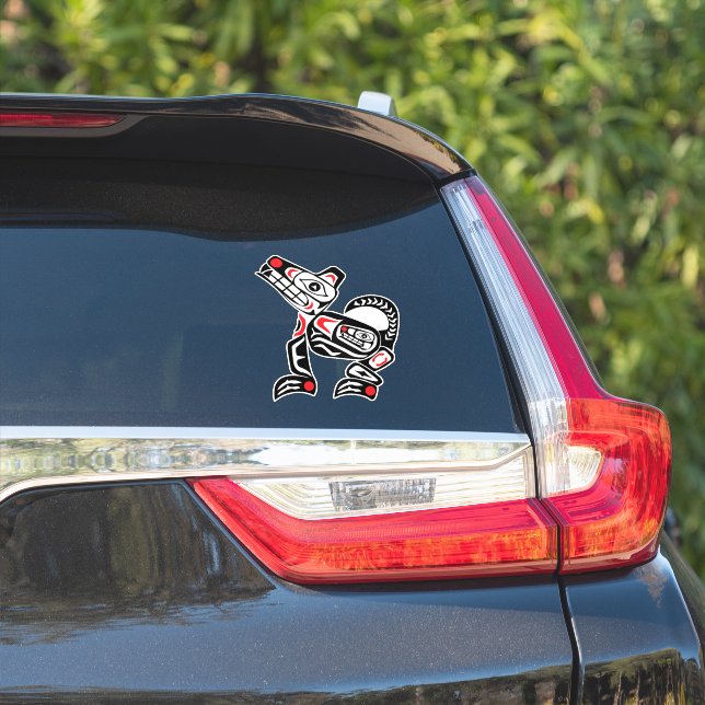 Haida Wolf Abstract Spirit Animal Red & Black Art (Car Side)