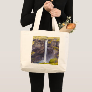 Haifoss waterfall, Iceland Large Tote Bag