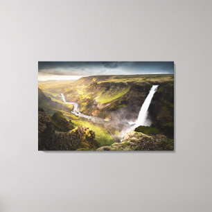 Haifoss Waterfall Summer in Iceland Canvas Print